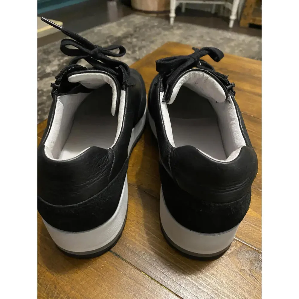 Johnston & Murphy Gracie Black Leather Sneakers with Side Zipper 9m - Picture 5 of 7